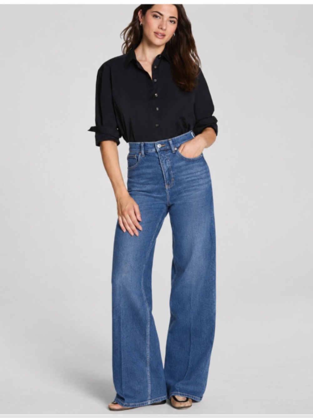 SPANXshape® Authentic 360 Wide Leg Compression Denim Jeans Classic Size Medium